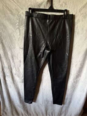 H&M Black Faux Leather Jogger Leggings